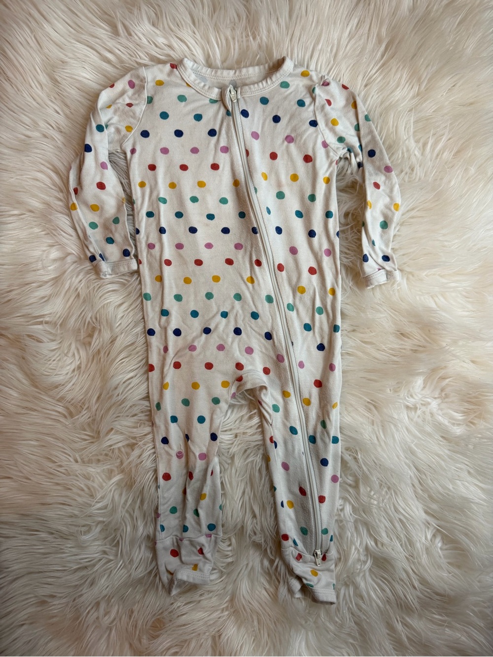 Kyte BABY Zippered One-Piece Footie with Multicolor Polka Dots
